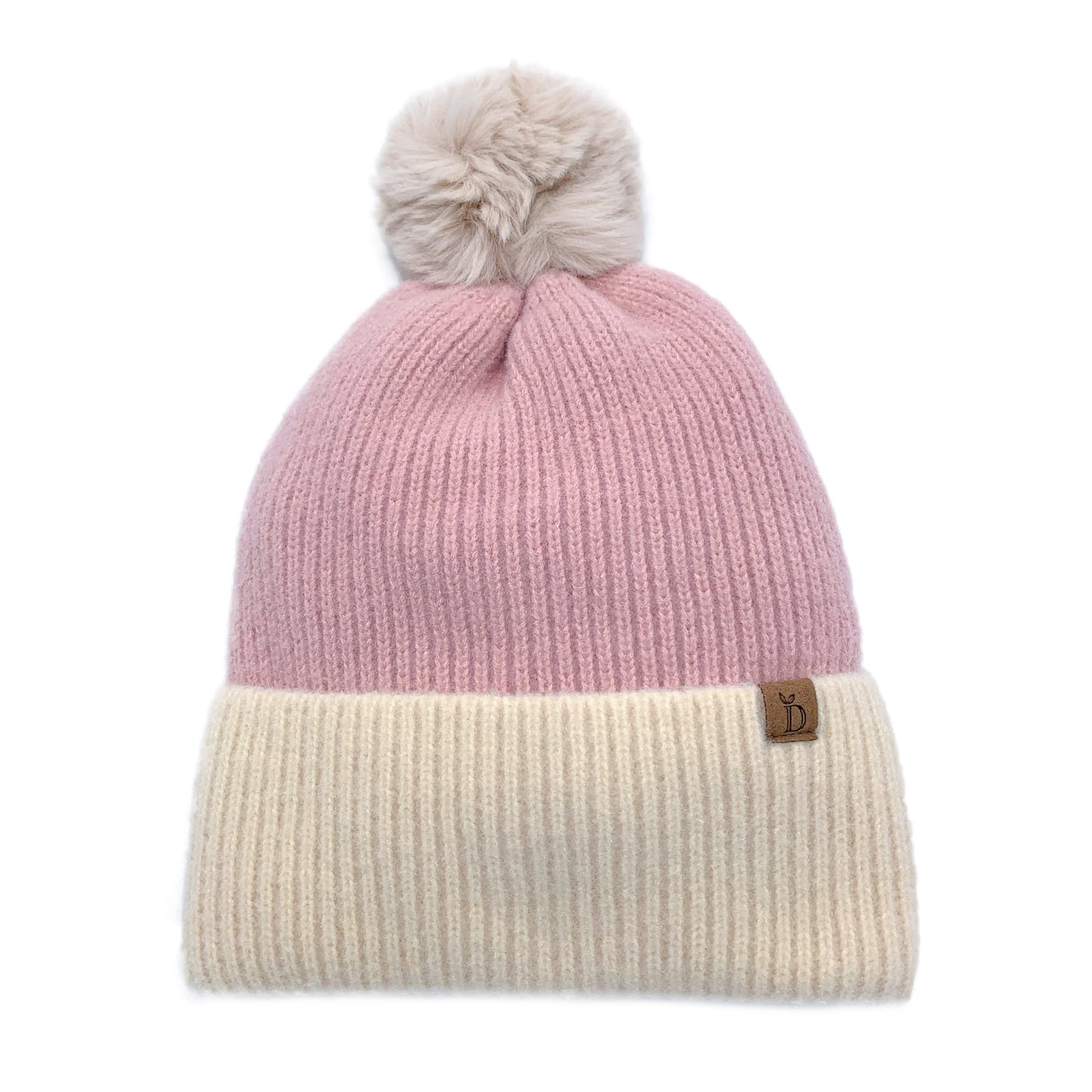 Women'S Winter Ribbed Knit Beanie with Faux Fur Pom Pom Hats Gifts for Her