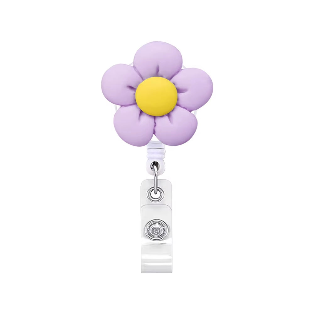 New Flower Retractable Nurse Chest Badge Reel Clip Holder Students Doctor Work ID Card Holder Keychain Accessories Jewelry Gifts