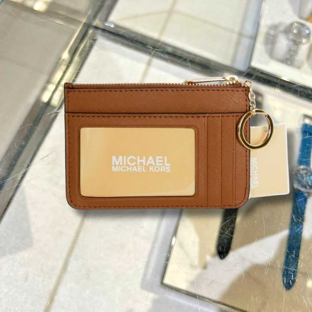 Michael Kors Women Lady Key Ring Chain Top Zip Coin Pouch ID Card Holder Wallet