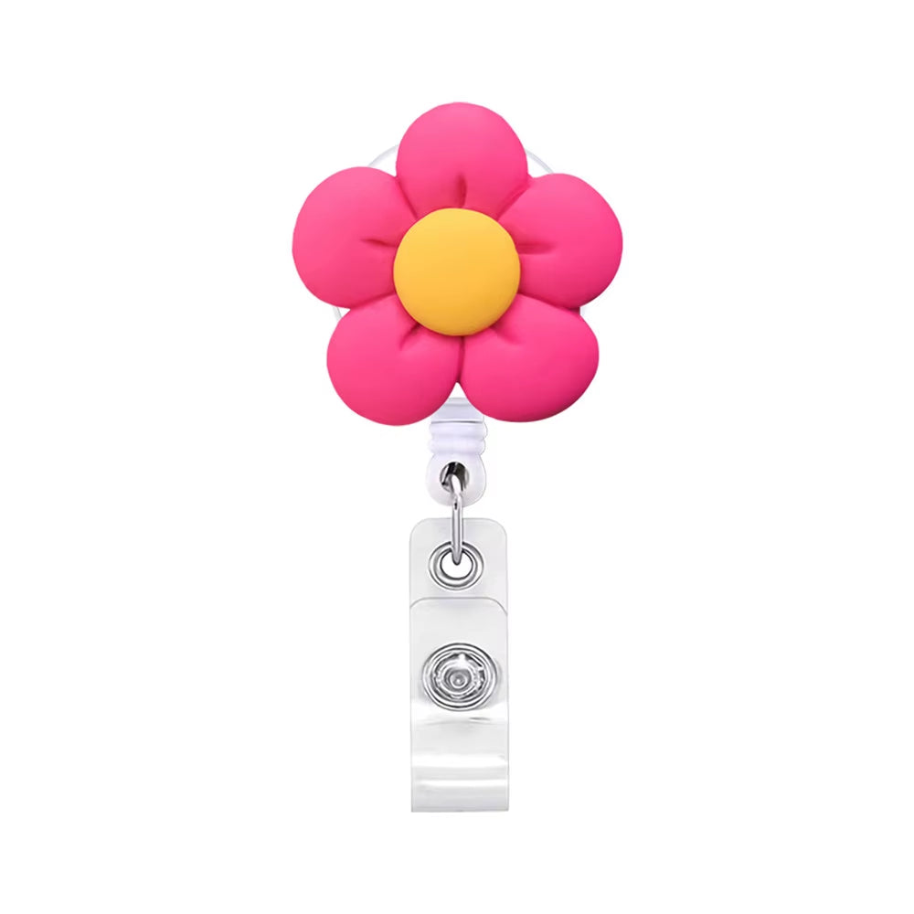 New Flower Retractable Nurse Chest Badge Reel Clip Holder Students Doctor Work ID Card Holder Keychain Accessories Jewelry Gifts