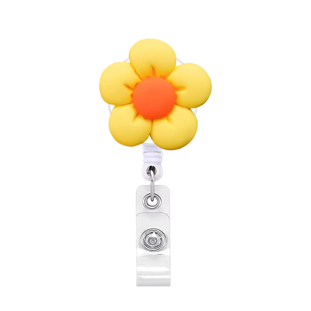 New Flower Retractable Nurse Chest Badge Reel Clip Holder Students Doctor Work ID Card Holder Keychain Accessories Jewelry Gifts