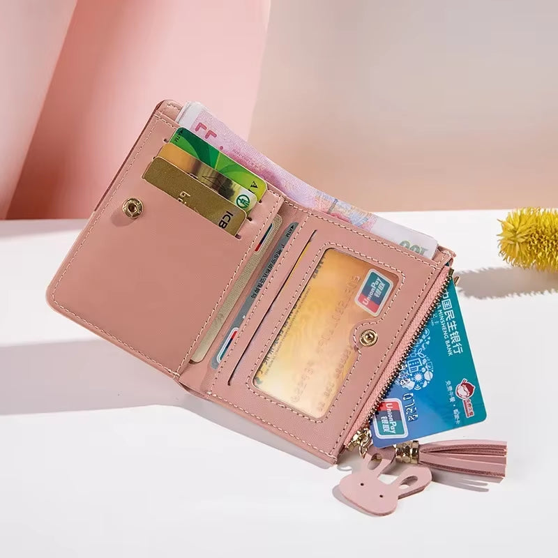 2024 New Women'S Wallet PU Leather Women'S Wallet Made of Leather Women Purses Card Holder Foldable Portable Lady Coin Purses