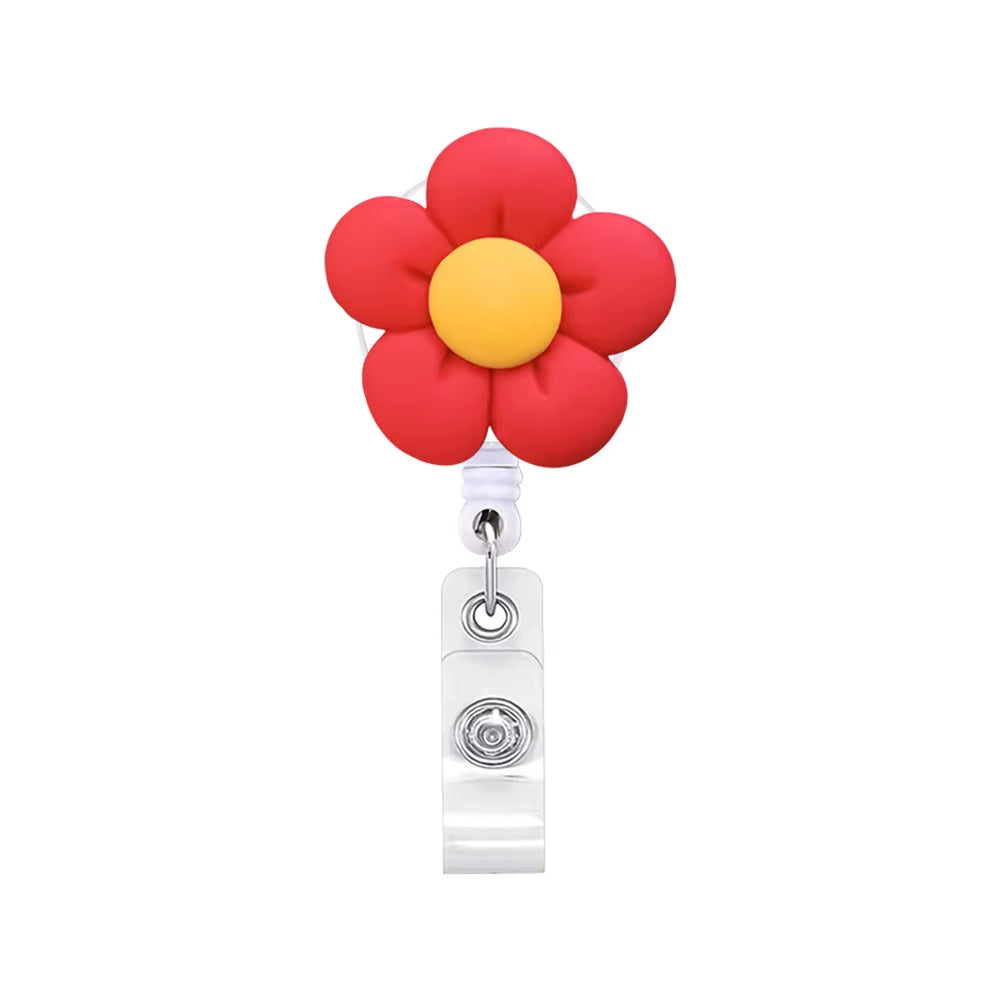 New Flower Retractable Nurse Chest Badge Reel Clip Holder Students Doctor Work ID Card Holder Keychain Accessories Jewelry Gifts