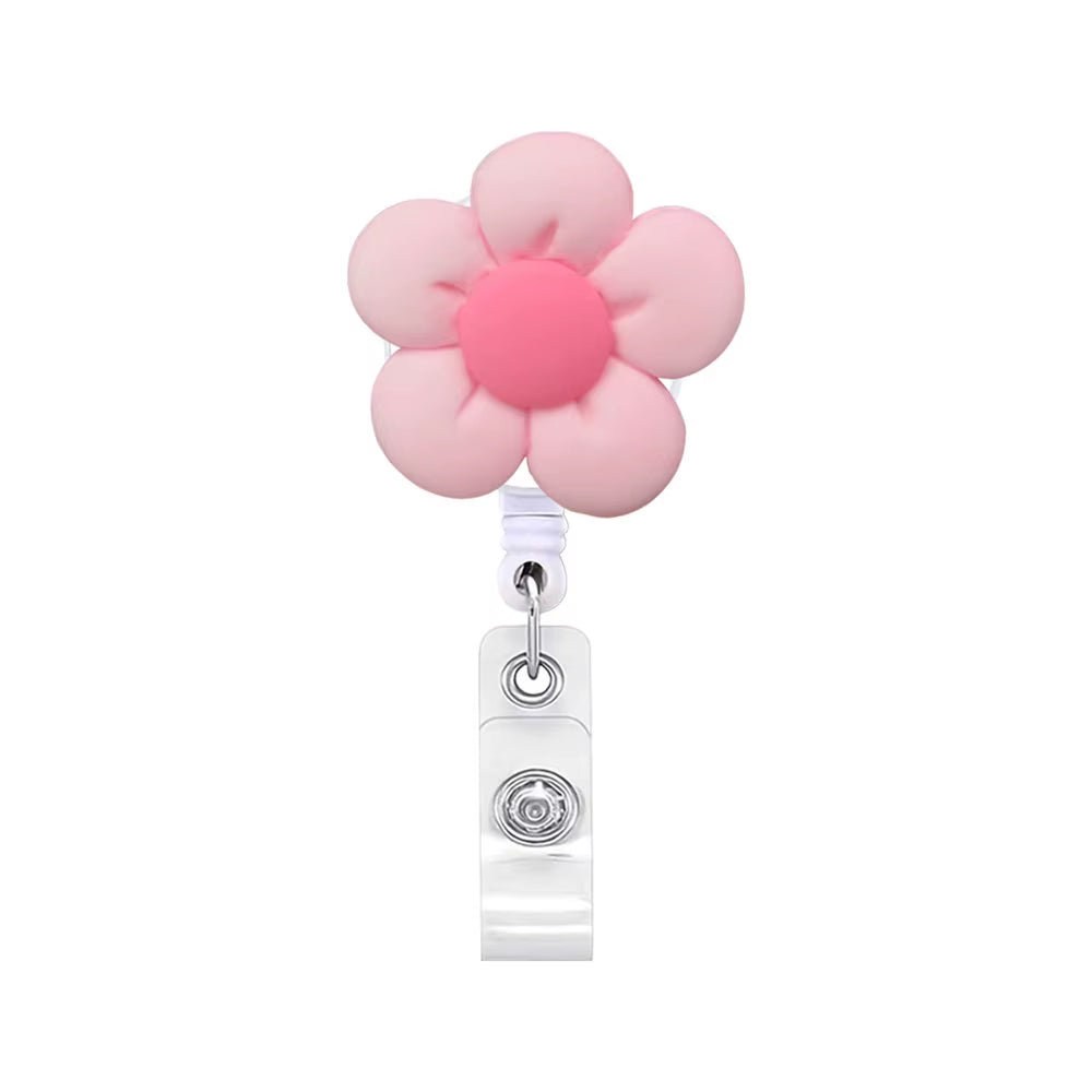 New Flower Retractable Nurse Chest Badge Reel Clip Holder Students Doctor Work ID Card Holder Keychain Accessories Jewelry Gifts