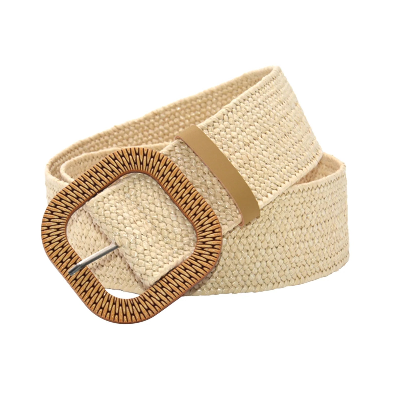 Women Belt Straw Woven Elastic Stretch Wide Waist Belts for Dresses with Buckle Woman Abdominal Belt Seat Belt Female